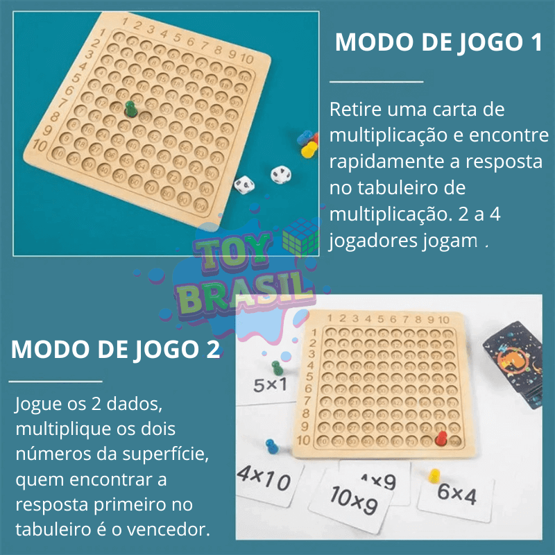 Jogo de Tabuleiro de Multiplicação Montessori - Jogo de Tabuleiro